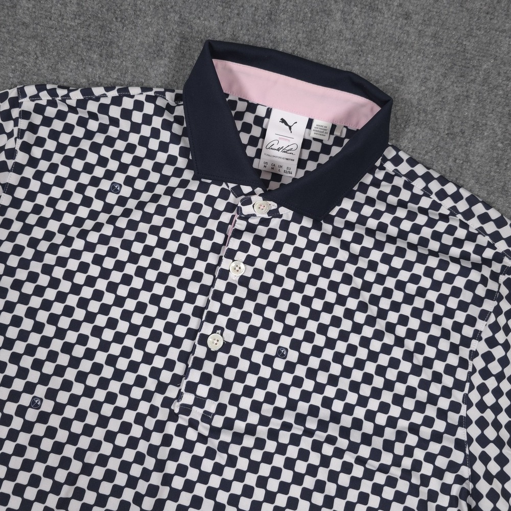Puma Golf x Arnold Palmer MATTR Checkered Polo Shirt Mens M Cloudspun Stretch